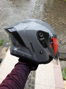 Helm js armor original solid half face bonus free sarung waterproof