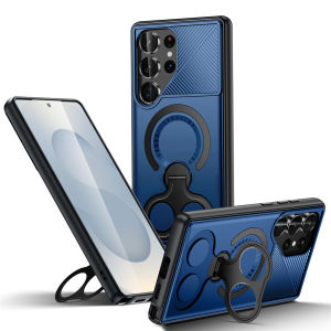 Luxury Finger Ring Fold Stand Bracket Magnetic Phone Case For Samsung S25 Edge S24 Ultra S23 Plus A56 A36 A26 A16 Armor Cover
