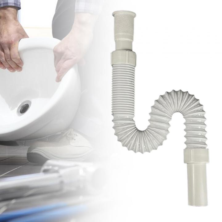 Sourcing Map Plastic Drain Pipe 80cm Expandable Tubing Wash Basin Flexible P-Trap Drainage Pipe - View #9