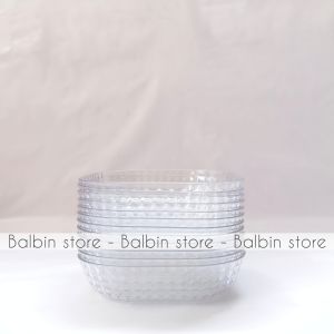 6-12 pcs piring kecil mini ukuran 14.5cm bahan plastik pp5 kristal diamond-piring kue-piring seafood
