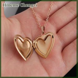 Hmeme Love Heart Locket Pendants Openable Photo Frame Picture Necklace for Women Men