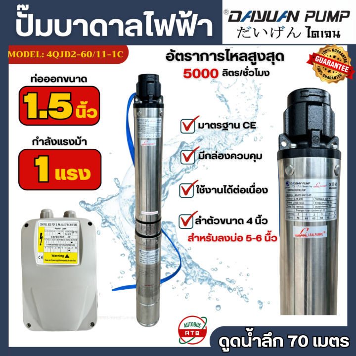 DAYUAN ปั๊มบาดาลซัมเมอร์ส 1 แรงม้า พร้อมกล่องคอนโทรล
