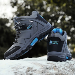 STUJZY Hiking Shoes for Men Winter High-Top Men Boots Hiking Shoes Waterproof Anti-Slip Large Size Outdoor Climbing Trekking Shoes