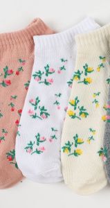 QSKS93 Kaos Kaki Pendek Wanita Kaos Kaki Motif Bunga