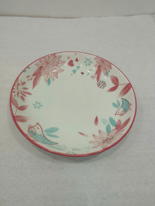 dĩa sứ sâu lòng hoa văn 20cm dĩa súp trắng 20cm