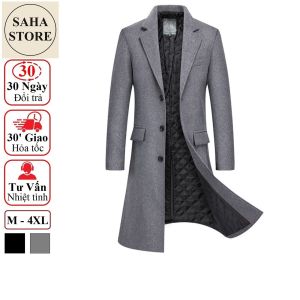 Áo măng tô nam dáng dài big size 100kg 90kg SAHA25 khoác dạ dày hàn quốc cao cấp blazer trench coat choàng ngoài 110kg