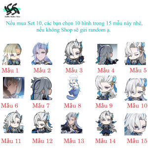 Genshin Impact - Set 10/15 Sticker Neuvillette - Thủy long vương/Thẩm phán Fontaine game Genshin Impact dán trang trí chống nước chống xước