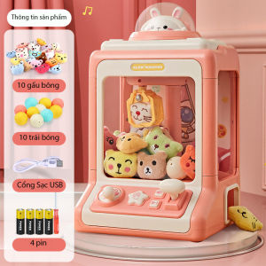 Máy Gắp Thú Bông Mini Rabbit Claw Thỏ Hồng / Thỏ Xanh / Có Đèn Và Nhạc Thú Vị Đi Kèm Nhiều Xu / Bóng Và Gấu Bông