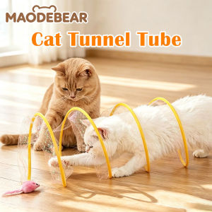 MAODEBEAR Foldable Cat Tunnel Tube Interactive Pet Toy Collapsible Indoor Play Feather Mouse 猫隧道钻洞圈