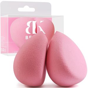 BEAKEY Makeup Sponge Set of 2 Flat Duo Patented Pink Beauty Sponges    Foundation and Powder Application Soft Blending Blender Large Flat Design Latex Free Beauty Tools for Makeup Lovers