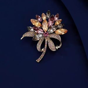 LONGB Lấp lánh Ghim cài áo hoa Thường ngày Thanh lịch Phụ kiện trang sức đá zircon Phong cách Sang trọng Trâm cài áo pha lê Hàng ngày