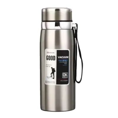 800/1000ml Sports Thermos Bottle Stainless Steel Large Capacity Insulated Water Bottle Hot Water Bottle with Hanging Rope Cold Beverages Mug Coffee Tea