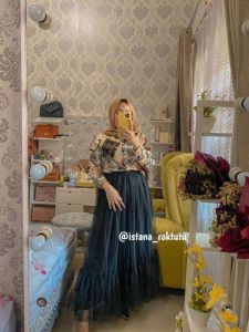 ROK TUTU TRBARU JESYKA PANJANG NEW TERBARU PRMPUAN WANITA REMPEL RAPI MAYUNG NEMBANG BAHAN TILE PERMIUM FULL FURING TERBARU ANTI NERAWANG MURAH BERKUALITAS