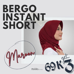 [Maroon] Daily Hijab Jannah Instan Short | Bergo with Pet Jilbab Langsung Slup Anti Ribet Rania Hijab
