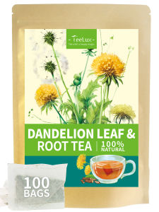 TeeLux Dandelion Leaf & Root Tea Bags Natural Roasted Dandelion Root with Fresh Dandelion Leaf Herbal Tea 100 Count