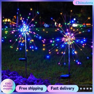 [Chinatera Flagship Store] 2Pcs Solar Outdoor Garden Lights Waterproof Solar Fairy Light 8 Lighting Modes LED Sparklers Firework Lamp for Yard Patio Pathway Lawn Flowerbed Decor