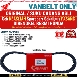 Vanbelt Beat K44 Ori  Vanbelt Beat Esp Original  Vanbelt Beat Street Original  Vanbelt Beat POP Original  Vanbelt Scoopy Fi Original  Vanbelt Vario 110 Fi Esp Original  Vanbelt Vario 110 Fi Led Original Plus Roller  Original HONDA GENUINE PART