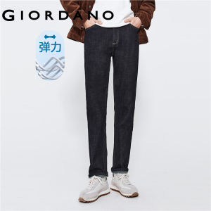 GIORDANO Nam Quần Jeans Jeans Co Giãn Nhẹ Cạp Vừa Quần Jeans Denim Ống Ôm Có Năm Túi Kiểu Dáng Thường Ngày Hiệu Ứng Ria Mép 18113073