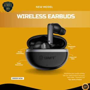 BMT -B550 Wireless Earphone Bluetooth Earbuds ANC+ENC Bass driver gaming headphone 88m Super low latency 3.5 hours playback earbuds.