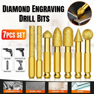 7PCS Brazed Diamond Grinding Burrs Set Ball Cylindrical Bullet Shape Engraving Drill Polishing Bits