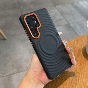 Luxury Leather Pattern Wave Magnetic Phone Case For Samsung S26 S24 S25 Ultra S24 Plus For Magsafe Wireless Charging Back Cover
