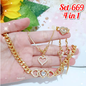 SET PERHIASAN WANITA MOTIF PERMATA ANTI ALERGI 4 IN 1 /SET-664/SET-669