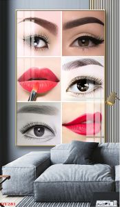 Tranh treo tường phun xăm môi lông mày trang trí Thẩm Mĩ Viện Beauty Salon bóng kiếng nhiều mẫu và kích thước