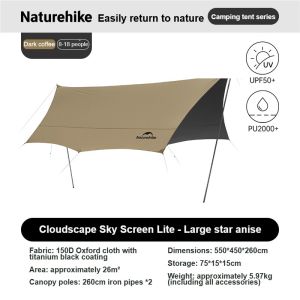 Naturehike Titanium Black Rubber Canopy Tent UPF50+PU2000+150D Oxford fabric Sunshade canopy CNK2350WS015