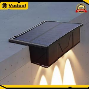 2Pcs 3 LED Sunlight Powered Lamp IP65 Waterproof Solar Fence Wall Light Wall Mounted Solar Outdoor Light for Outside Backyard Pathway Yard Garden