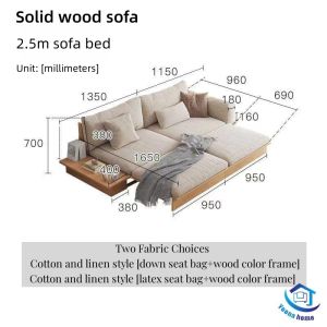 Foldable Japanese Style Wooden Sofa Bed with Modern Minimalist Design for Small Living Room