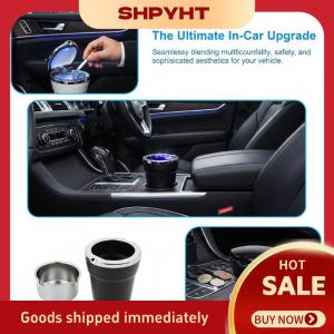 SHPYHT✨ Universal Car Ashtray With Led Light Spill Proof Covered Design for Car Truck Interior Supplies