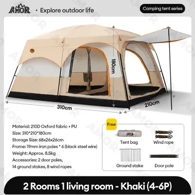 Magic Porcket【Ready Stock】khemah unta Camping Tent 4-6-9-14 Person Large Family Tent Foldable Waterproof Kemah Outdoor tent