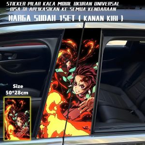 Ready Stock Car sticker PE film Cover Stripe Car Door Center 24 Tanjiro 2 Column Pillar sticker Car Window Middle