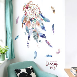 Decal dán tường Dreamcatcher lông vũ nghệ thuật Có keo sẵn 63*100 cmTrang trí phòng ngủ phòng khách