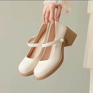 Giày cao gót nữ gót vuông 6p da mềm thòi trang  giày Loli Đế vuông 6cm hàng QC Full box