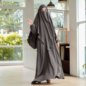 GAMIS SYARI CRINCLE AIRFLOW PREMIUM SET HIJAB CADAR TERBARU SUPER JUMBO SIZE M / L / XL / XXL / 3XL