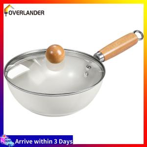 Ceramic Wok Pan with Cool-Touch Handle Woks & Stir-Fry Pans Round Flat Bottom Cookware for Induction Cooktops/Gas Stoves