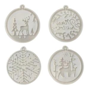 Set of 4 Stylish Keyring Moulds Easy to Use Christmas Theme Keychain Mold Molds for Craft Lovers and Workshops