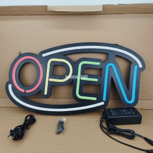 ป้ายไฟ LED OPEN หลากสี ประหยัดไฟ ปลั๊กไฟ EU สำหรับร้านค้า/บ้าน