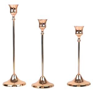 LYMEDIA 1/3pcs Metal and Aluminum Tabletop Candle Holders Home and Hotel Decoration Vintage Elegant Candlelight Dinner Props Romantic Candlestick Holder Suitable for Wedding Anniversary