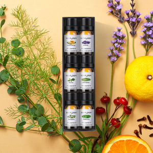 MAYJAM Essential Oils Set Lavender Eucalyptus Mint Sweet Orange Lemongrass Tea Tree Essential Oils Humidifiers Oil Air Diffuser Essential Oli Kit Health Spa Aromatherapy 6PCS/BOX 10ml Fragrance Oil