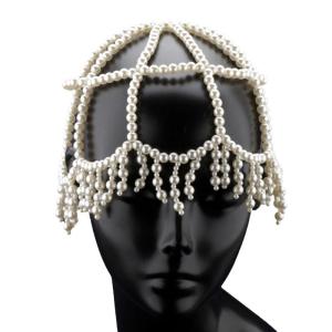 Cổ điển đan móc cap ngọc trai trang trí núm tua trang phục dự tiệc Phụ kiện cho đám cưới và sự kiện cô dâu