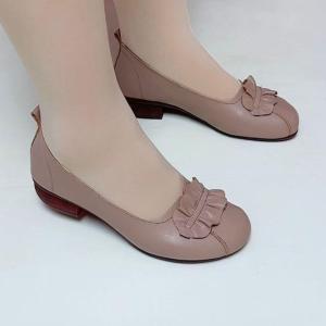 [Free Shipping] Elegant Mom Style 2026 Spring/Summer New Collection Round-Toe Slip-On Low-Heel Soft-Soled Non-Slip Boat Shoes For Women Perfect With Skirts