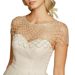 Luxurious Rhinestoned Fringed Shoulder Wrap for Fashion Forward Women Special Event Bridal Shawl Elegant Cover Up