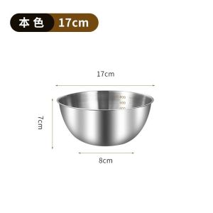 17/19/22cm Stainless Steel Mixing Bowl 🥗 Mangkuk Dapur Dengan Skala | Bekas Salad Sayur & Tepung Baking 刻度不锈钢盆