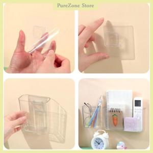 [PureZone] กล่องเก็บของติดผนังโปร่งใสติดผนังแบบไม่เจาะติดผนังที่สำคัญที่บ้านเครื่องสำอางที่แขวนติดผนังกล่องเก็บของ