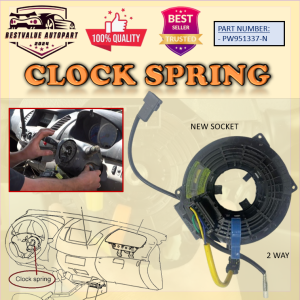 💫MALAYSIA READY STOCK💫PROTON BLM FLX CLOCK SPRING 2 WAY SPIRAL STEERING CABLE SWITCH AIR BAG HORN NEW SOCKET PW951337-N