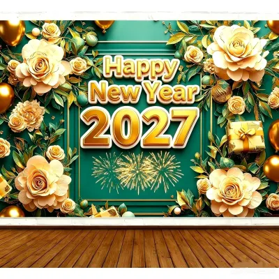 Ready stock sa local warehouse2027 new year Decorations Happy new year Banner Sage Green new year Decorations party Background Banner Photo Booth Prop