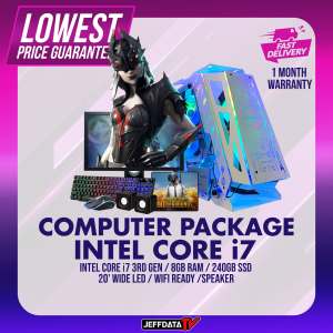 COMPUTER PACKAGE INTEL CORE i7 3RD GEN 256GB SSD 8GB RAM 75hz 20 INCHES MONITOR RGB KEYBOARD & MOUSE MOUSEPAD SPEAKER WI-FI DONGLE