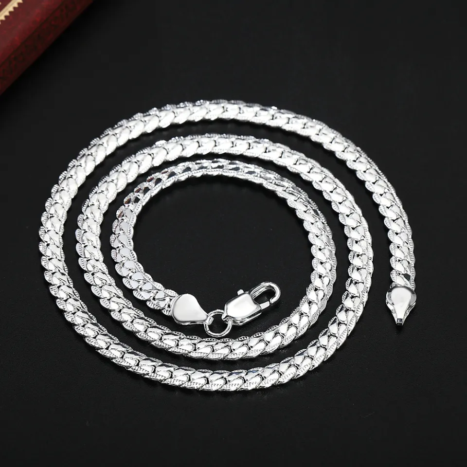 hot sale 925 Sterling Silver 5mm Fine Sideways Necklace 20Inch